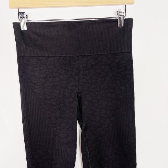 Varley Small S Black Seamless High Rise Quincy Leopard Leggings Jacquard Animal - Picture 3 of 12